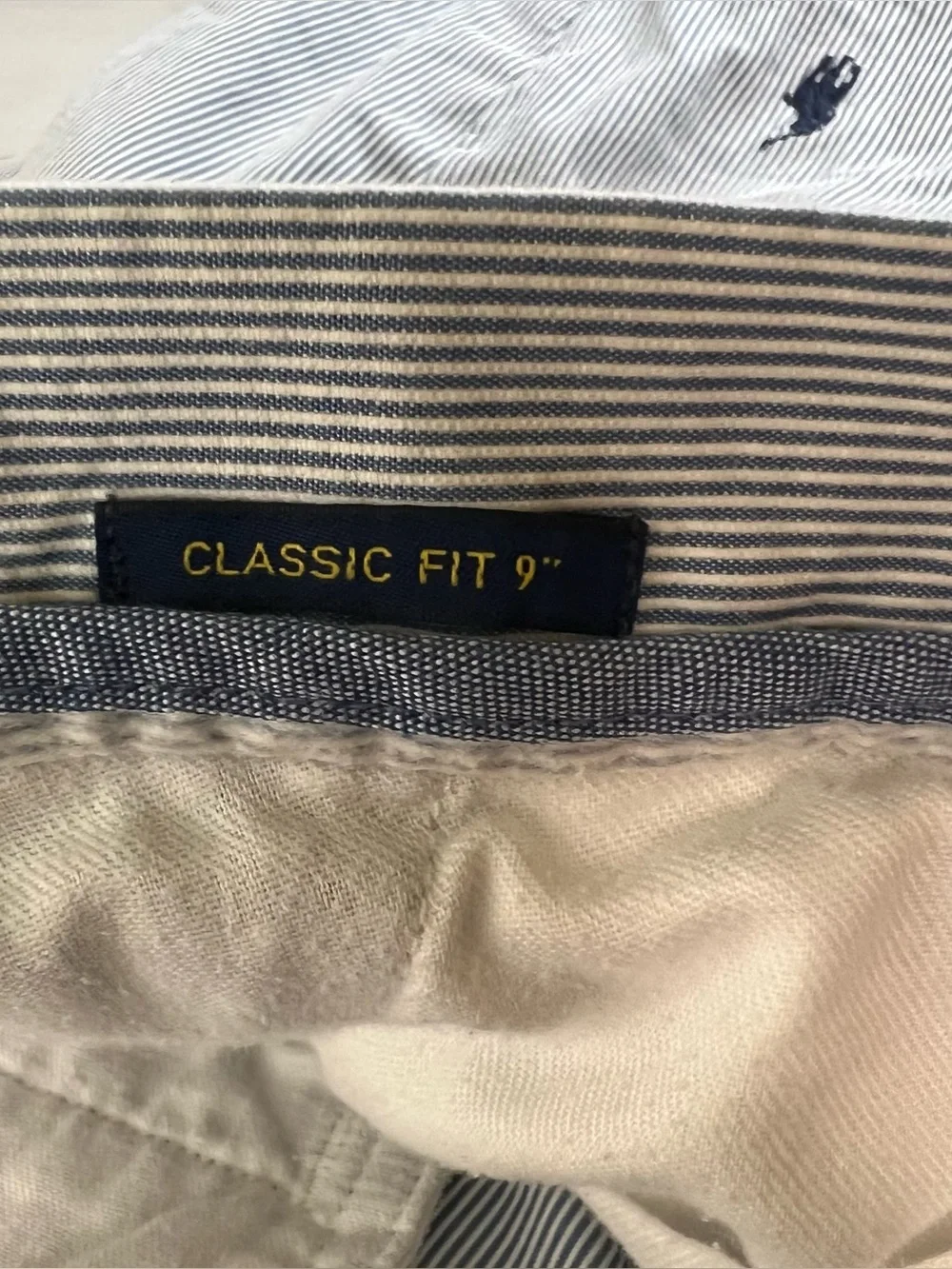Polo Ralph Lauren All Over Pony Logo Print Seersucker Shorts Mens 36 Blue